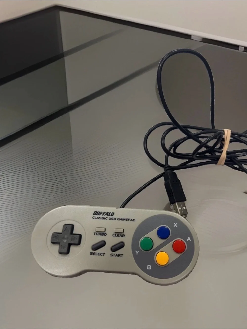 Buffalo David Bitton Silver USB Gamepad with Red Yellow Green Blue Buttons